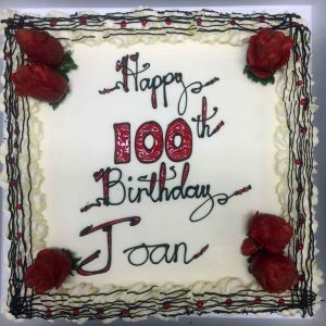 Happy 100th Birthday Joan, decorated with strawberries