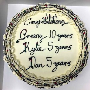 Congratulations Greeny 10 years, Julie 5 years, Dan 5 years