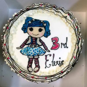 3rd birthday cake for Elexis, with Lalaloopsy character