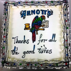 Thanks for all the good times, with the Arnott's logo