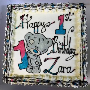 Happy 1st Birthday Zara, with teddy bear