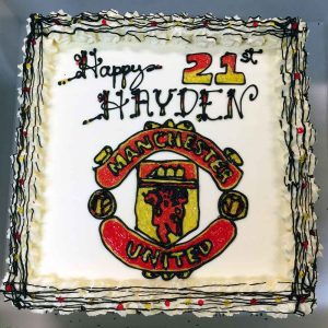 Happy 21st Hayden, with Manchester United logo