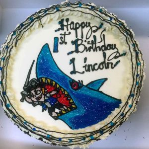 Happy 1st Birthday Lincoln, with shark and pirate