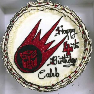 Happy 4th Birthday Caleb, with Transformers logo