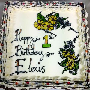Happy 1st Birthday Elexis, with yellow flowers