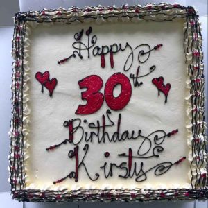 Happy 40th Birthday Kirsty, with red heart shaped balloons